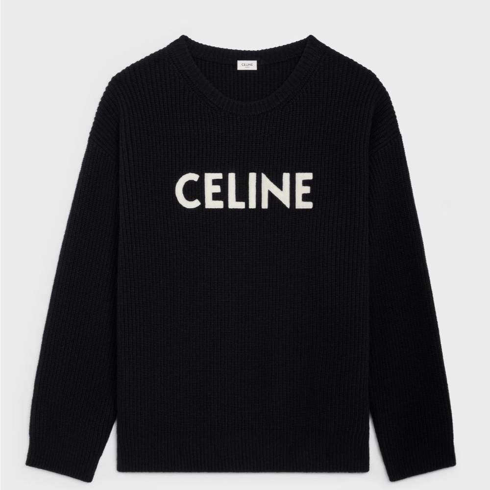 Celine Black and White Crew Neck Sweater